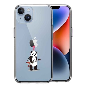 iPhone14 ケース クリア ギター パンダ ？ スマホケース 側面ソフト 背面ハード ハイブリッド