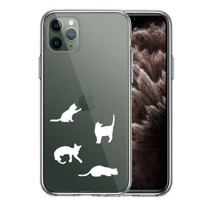 iPhone11pro ケース クリア 陽だまりのにゃんこ ねこ 猫 ホワイト スマホケース 側面ソフト 背面ハード ハイブリッド