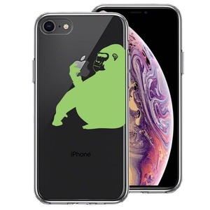 iPhone8 ケース クリア ゴリラ ライトグリーン 薄緑 スマホケース 側面ソフト 背面ハード ハイブリッド