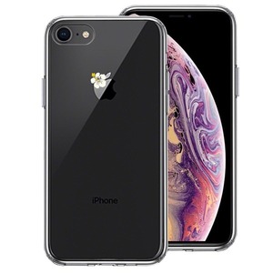 iPhone7 iPhone8 兼用 ケース クリア りんご に ハイビスカス スマホケース 側面ソフト 背面ハード ハイブリッド