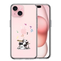 iPhone15Plus ケース クリア ドラム パンダ 音符 スマホケース 側面ソフト 背面ハード ハイブリッド_画像1