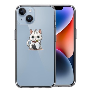 iPhone14 ケース クリア にゃんこ りんご なでなで スマホケース 側面ソフト 背面ハード ハイブリッド