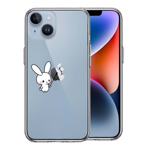 iPhone14 ケース クリア うさぎ の うさぴょんの りんご講座 スマホケース 側面ソフト 背面ハード ハイブリッド