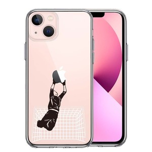 iPhone13 ケース クリア サッカーGK ジャンピングキャッチ スマホケース 側面ソフト 背面ハード ハイブリッド