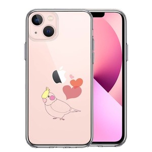 iPhone13mini ケース クリア インコ ハート スマホケース 側面ソフト 背面ハード ハイブリッド