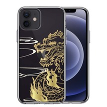 iPhone12 ケース クリア 龍 竜 ドラゴン ゴールド スマホケース 側面ソフト 背面ハード ハイブリッド_画像1