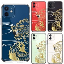 iPhone12 ケース クリア 龍 竜 ドラゴン ゴールド スマホケース 側面ソフト 背面ハード ハイブリッド_画像2