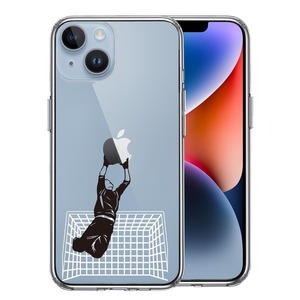 iPhone14Plus ケース クリア サッカーGK ジャンピングキャッチ スマホケース 側面ソフト 背面ハード ハイブリッド