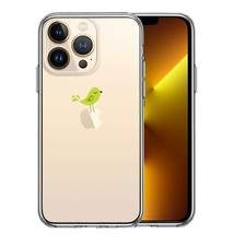 iPhone13Pro ケース クリア 鳥 グリーン スマホケース 側面ソフト 背面ハード ハイブリッド_画像1