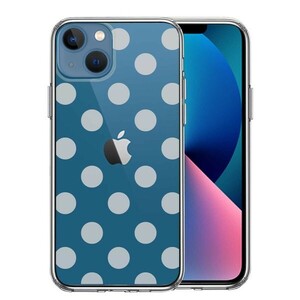 iPhone13mini ケース クリア 水玉 ブルーグレー スマホケース 側面ソフト 背面ハード ハイブリッド
