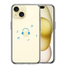 iPhone15Plus ケース クリア ヘッドフォン ヘッドホン ブルー スマホケース 側面ソフト 背面ハード ハイブリッド_画像1