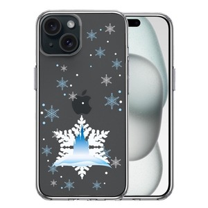 iPhone15Plus ケース クリア シンデレラ城 雪結晶 スマホケース 側面ソフト 背面ハード ハイブリッド