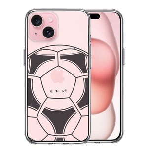 iPhone15 ケース クリア サッカーボール I Love Soccer スマホケース 側面ソフト 背面ハード ハイブリッド