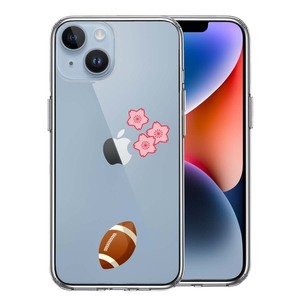 iPhone14 ケース クリア ラグビー 桜 さくら スマホケース 側面ソフト 背面ハード ハイブリッド