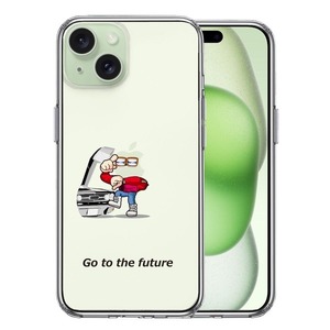 iPhone15 ケース クリア 映画パロディ go to the future スマホケース 側面ソフト 背面ハード ハイブリッド