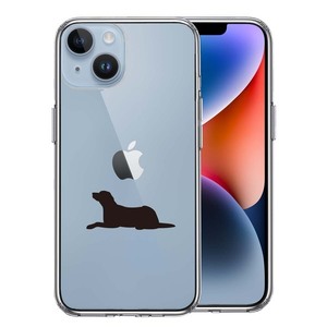 iPhone14Plus ケース クリア 犬 シルエット ラブラドールレトリバー スマホケース 側面ソフト 背面ハード ハイブリッド