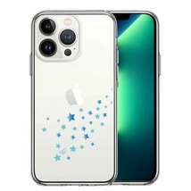 iPhone13Pro ケース クリア 流れ星 ブルー スマホケース 側面ソフト 背面ハード ハイブリッド_画像1