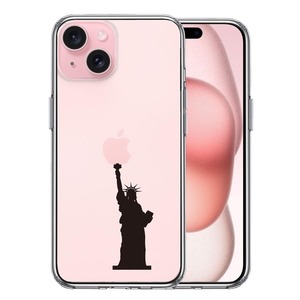 iPhone15Plus ケース クリア 自由の女神 スマホケース 側面ソフト 背面ハード ハイブリッド