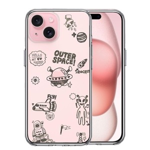 iPhone15 ケース クリア UFO 宇宙人 スマホケース 側面ソフト 背面ハード ハイブリッド