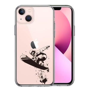 iPhone13mini ケース クリア スノーボード　女子2 スマホケース 側面ソフト 背面ハード ハイブリッド