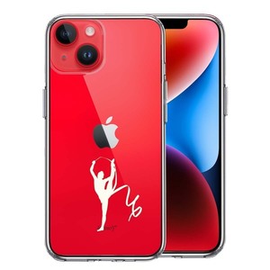 iPhone14 ケース クリア 新体操 リボン ホワイト スマホケース 側面ソフト 背面ハード ハイブリッド