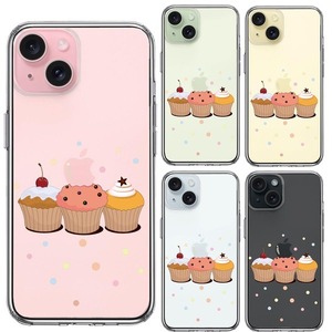 iPhone15Plus ケース クリア カップケーキ 2 スマホケース 側面ソフト 背面ハード ハイブリッド