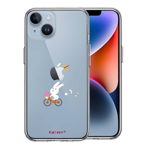 iPhone14 ケース クリア チャリ うさぎ ラビット ぴょんぴょん スマホケース 側面ソフト 背面ハード ハイブリッド