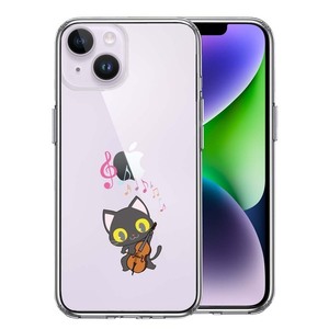 iPhone14 ケース クリア チェロ ねこ スマホケース 側面ソフト 背面ハード ハイブリッド