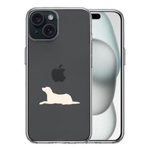 iPhone15 ケース クリア 犬 シルエット ラブラドールレトリバー 白 スマホケース 側面ソフト 背面ハード ハイブリッド_画像1