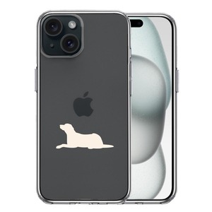 iPhone15 ケース クリア 犬 シルエット ラブラドールレトリバー 白 スマホケース 側面ソフト 背面ハード ハイブリッド