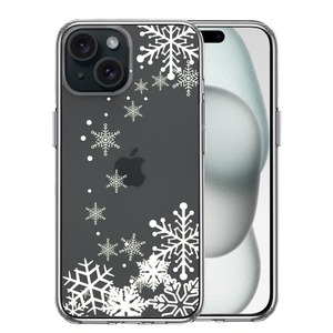 iPhone15Plus ケース クリア 雪の結晶 スマホケース 側面ソフト 背面ハード ハイブリッド