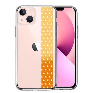 iPhone13mini ケース クリア 和柄 帯 鱗紋 うろこ紋 黄色 オレンジ スマホケース 側面ソフト 背面ハード ハイブリッド