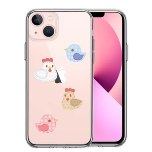 iPhone13 ケース クリア とり 鳥 ひよこ 雛 アップリケ風 デザイン スマホケース 側面ソフト 背面ハード ハイブリッド