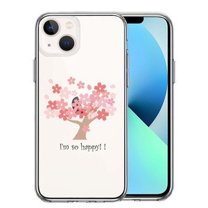 iPhone13 ケース クリア HAPPY TREE 幸せの木 桜 スマホケース 側面ソフト 背面ハード ハイブリッド
