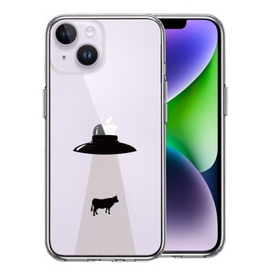 iPhone14Plus ケース クリア UFO キャトルミューティレーション スマホケース 側面ソフト 背面ハード ハイブリッド