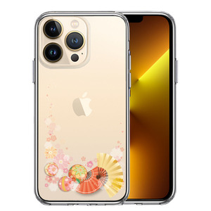 iPhone13Pro ケース クリア 和柄 扇 毬 花柄 スマホケース 側面ソフト 背面ハード ハイブリッド