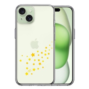 iPhone15Plus ケース クリア 流れ星 イエロー スマホケース 側面ソフト 背面ハード ハイブリッド