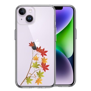 iPhone14Plus ケース クリア 季節 紅葉 もみじ 秋 2 スマホケース 側面ソフト 背面ハード ハイブリッド