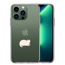 iPhone13Pro ケース クリア にゃんこ 伏せ ホワイト スマホケース 側面ソフト 背面ハード ハイブリッド_画像1