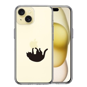 iPhone15Plus ケース クリア ぶらさがりネコ スマホケース 側面ソフト 背面ハード ハイブリッド