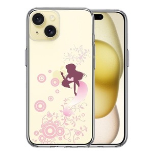iPhone15 ケース クリア マーメイド 人魚姫 ピンク スマホケース 側面ソフト 背面ハード ハイブリッド