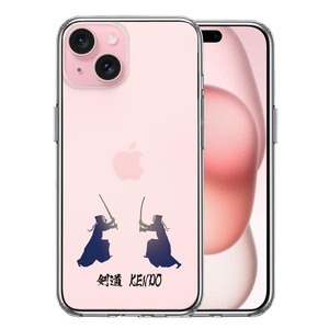 iPhone15Plus ケース クリア 剣道 対戦 スマホケース 側面ソフト 背面ハード ハイブリッド