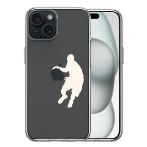 iPhone15Plus ケース クリア バスケット リブル ホワイト スマホケース 側面ソフト 背面ハード ハイブリッド