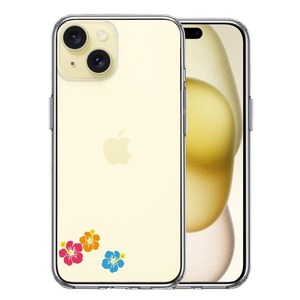 iPhone15Plus ケース クリア ちっちゃい ハイビスカス スマホケース 側面ソフト 背面ハード ハイブリッド