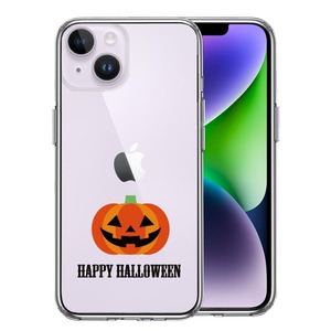 iPhone14Plus ケース クリア Happy Halloween ハロウィン スマホケース 側面ソフト 背面ハード ハイブリッド