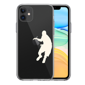 iPhone11 ケース クリア バスケット ボール ドリブル 白 スマホケース 側面ソフト 背面ハード ハイブリッド