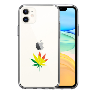 iPhone11 ケース クリア 大麻 マリファナ 平和 マーク スマホケース 側面ソフト 背面ハード ハイブリッド