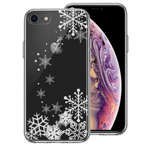 iPhone7 iPhone8 ケース クリア 雪の結晶 スマホケース 側面ソフト 背面ハード ハイブリッド