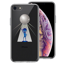 iPhone8 ケース クリア 宇宙人 フィーバー ミラーボール スマホケース 側面ソフト 背面ハード ハイブリッド_画像1