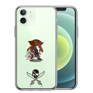iPhone12 ケース クリア 海賊 帆船 スカル スマホケース 側面ソフト 背面ハード ハイブリッド